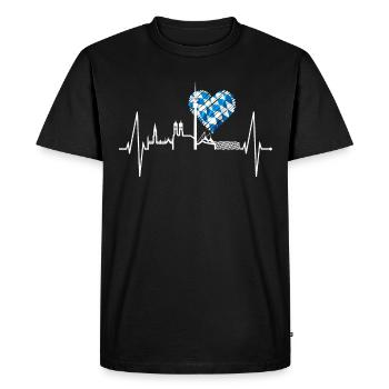Munich Skyline Heartbeat Bayern Fan Drapeau Bleu - T-shirt Premium bio Homme - noir - Devant - Nico (187cm)