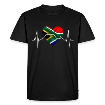 Cape Town Skyline Heart Afrique du Sud Drapeau Table Mountain - T-shirt Premium bio Homme - noir - Devant - Nico (187cm)