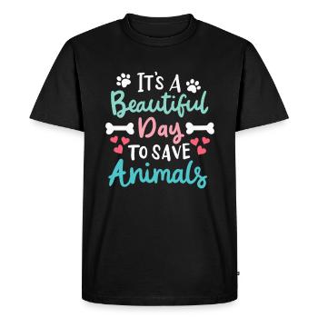 It's A Beautiful Day To Save Animals Animal Welfare - Men's Premium Organic T-Shirt - black - Front - Nico (187cm)