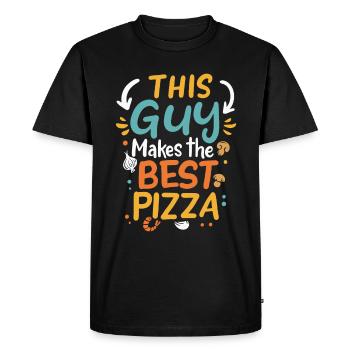 Pizzaiolo This Guy Makes The Best Pizza Amour - T-shirt Premium bio Homme - noir - Devant - Nico (187cm)
