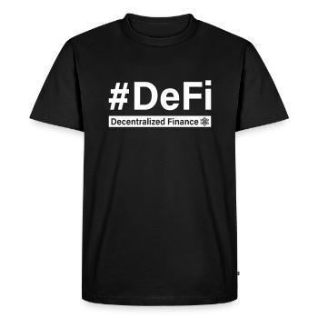 DeFi Finance Décentralisée Blockchain BTC Crypto - T-shirt Premium bio Homme - noir - Devant - Nico (187cm)
