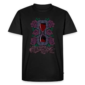 Os et roses - Sablier gothique - T-shirt Premium bio Homme - noir - Devant - Nico (187cm)