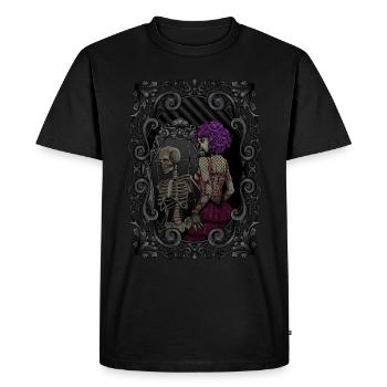 Image miroir squelette - mort à l’intérieur - Gothique - T-shirt Premium bio Homme - noir - Devant - Nico (187cm)