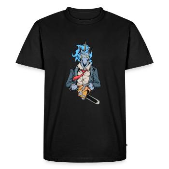 Monster Animals - Tronçonneuse Licorne - T-shirt Premium bio Homme - noir - Devant - Nico (187cm)