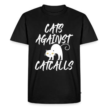 Chats contre Catcalls Chats Catcalling Féministe - T-shirt Premium bio Homme - noir - Devant - Nico (187cm)