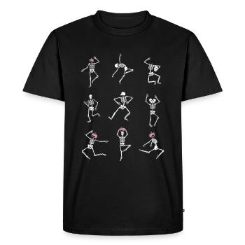 Drôle de squelettes dansants Ballerine d’Halloween - T-shirt Premium bio Homme - noir - Devant - Nico (187cm)