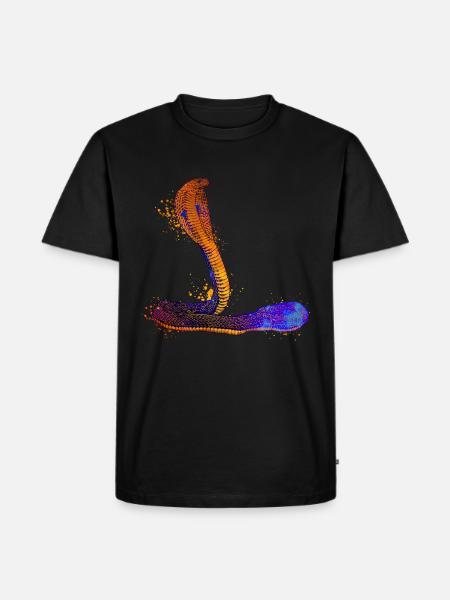 Farbenfrohe Kobra - Männer Premium Bio T-Shirt - Schwarz