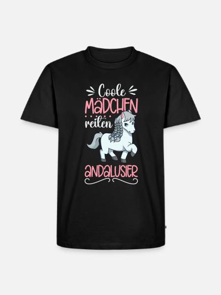 Coole Mädchen reiten Andalusier - Männer Premium Bio T-Shirt - Schwarz