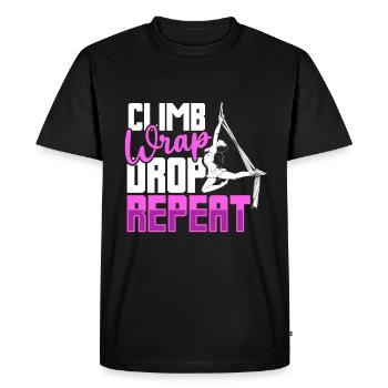 Climb Wrap Drop Repeat - Aerial Yoga - Men's Premium Organic T-Shirt - black - Front - Nico (187cm)