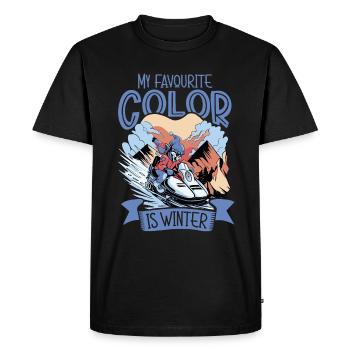 Ma couleur préférée est l’hiver - Motoneige - T-shirt Premium bio Homme - noir - Devant - Nico (187cm)