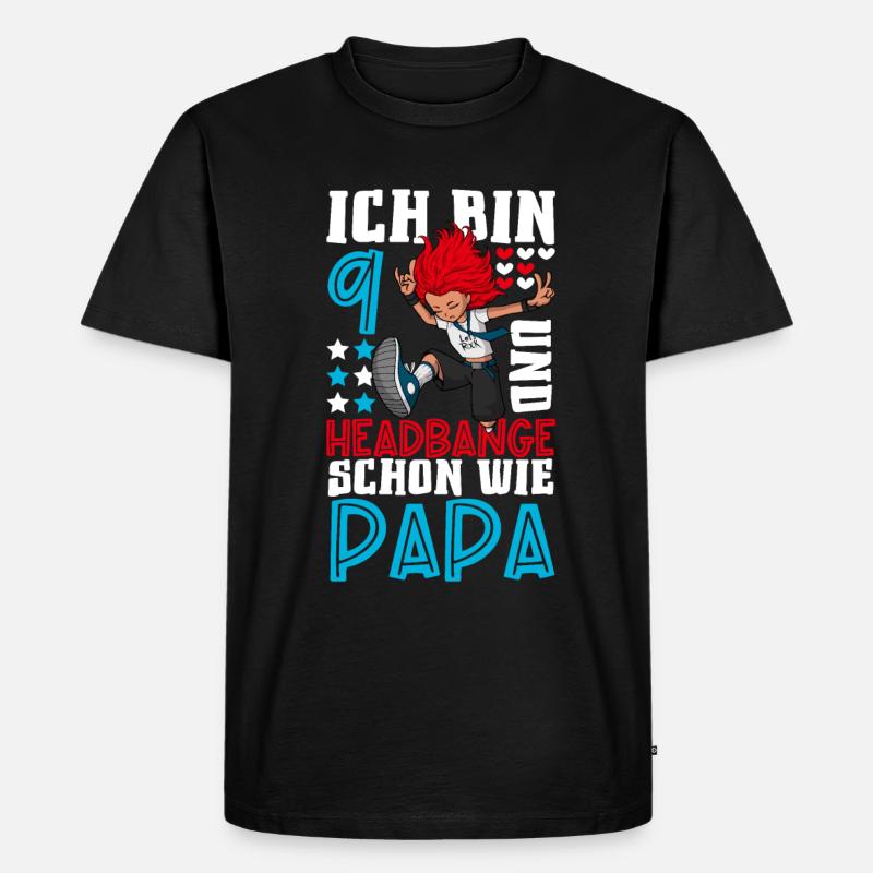 Ich bin 9 - Mädchen Rocker - Männer Premium Bio T-Shirt - Schwarz
