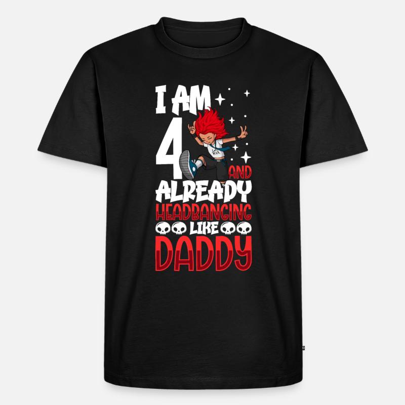 Ich bin 4 - Mädchen Rocker - Männer Premium Bio T-Shirt - Schwarz