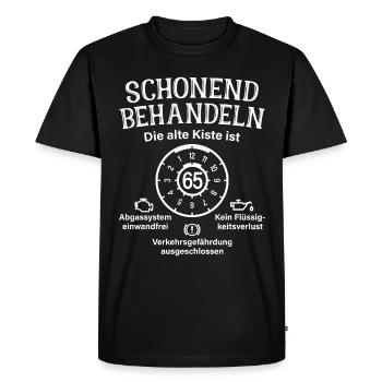 65. Geburtstag Schonend Behandeln Alte Kiste 65 - Männer Premium Bio T-Shirt - Schwarz - Vorne - Nico (187cm)