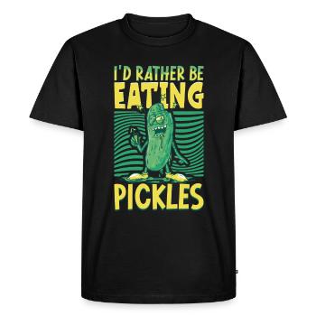 I'd rather be eating pickles - Cucumbers - Men's Premium Organic T-Shirt - black - Front - Nico (187cm)