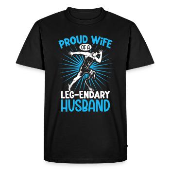 Épouse fière - jambe prothétique - T-shirt Premium bio Homme - noir - Devant - Nico (187cm)