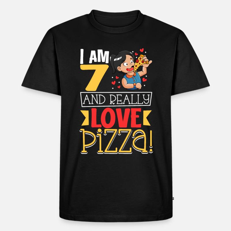 Ich bin 7 - Mädchen Pizza - Männer Premium Bio T-Shirt - Schwarz