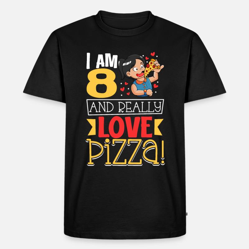 Ich bin 8 - Mädchen Pizza - Männer Premium Bio T-Shirt - Schwarz