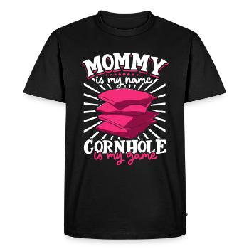 My name is mom and my game is cornhole - Men's Premium Organic T-Shirt - black - Front - Nico (187cm)