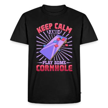 Keep Calm and play some Cornhole - Men's Premium Organic T-Shirt - black - Front - Nico (187cm)
