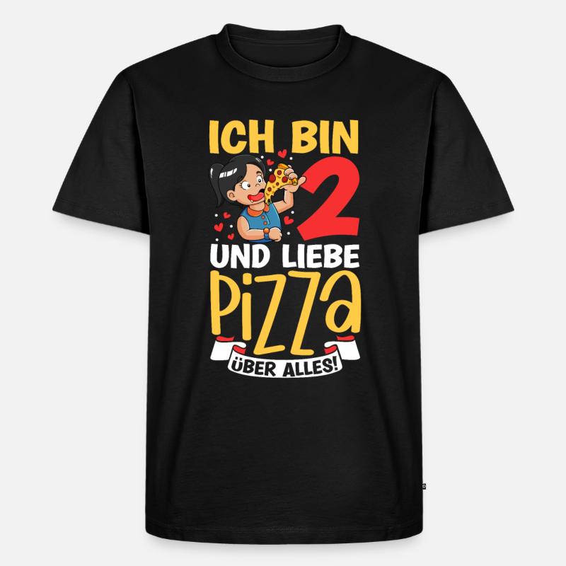 Ich bin 2 - Mädchen Pizza - Männer Premium Bio T-Shirt - Schwarz