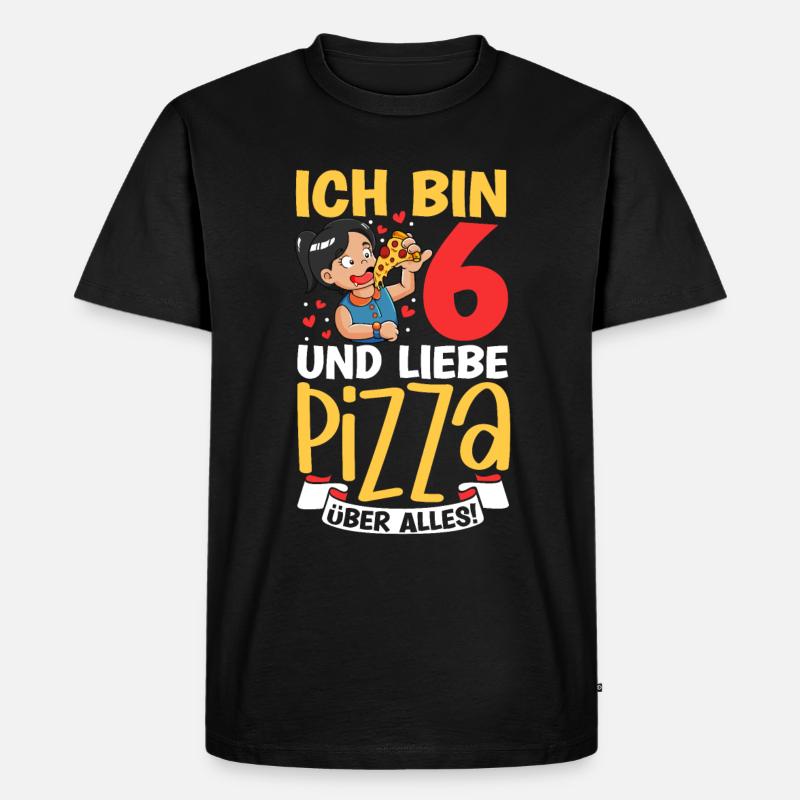Ich bin 6 - Mädchen Pizza - Männer Premium Bio T-Shirt - Schwarz