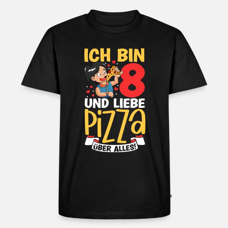 Ich bin 8 - Mädchen Pizza - Männer Premium Bio T-Shirt - Schwarz