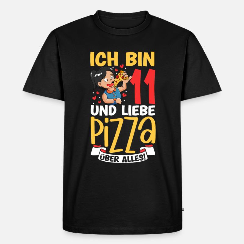 Ich bin 11 - Mädchen Pizza - Männer Premium Bio T-Shirt - Schwarz