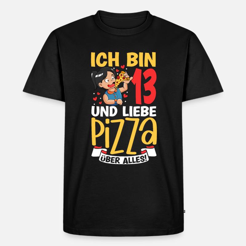 Ich bin 13 - Mädchen Pizza - Männer Premium Bio T-Shirt - Schwarz