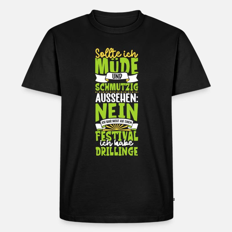 Müde und schmutzig - Drillinge - Männer Premium Bio T-Shirt - Schwarz