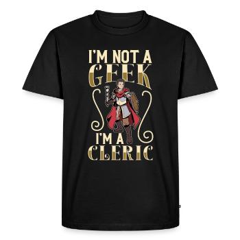 Pas un geek - Personnage de jeu de rôle D20 - clerc - T-shirt Premium bio Homme - noir - Devant - Nico (187cm)