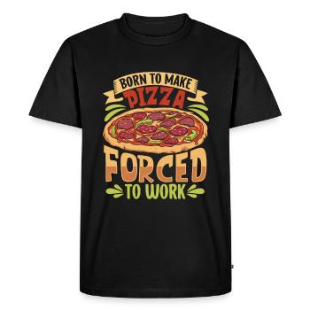 Né pour cuire une pizza - pizza boulanger - T-shirt Premium bio Homme - noir - Devant - Nico (187cm)