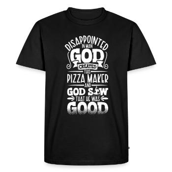 Disappointed by people - Pizza Bäcker - Men's Premium Organic T-Shirt - black - Front - Nico (187cm)