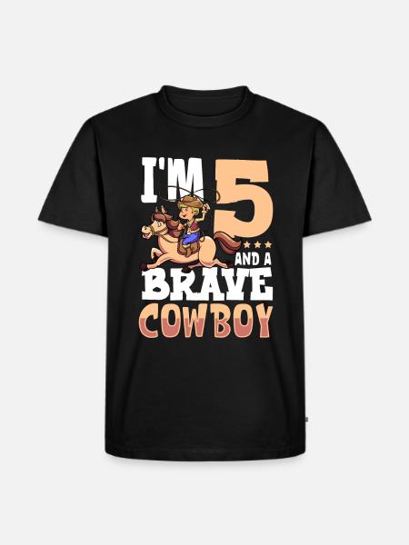 I'm 5 - Boy Cowboy - Men's Premium Organic T-Shirt - black