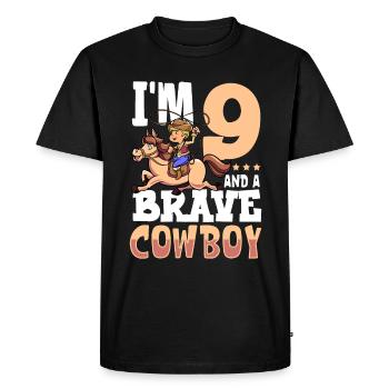 I'm 9 - Boy Cowboy - Men's Premium Organic T-Shirt - black - Front - Nico (187cm)