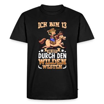 Ich bin 13 - Jungen Cowboy - Männer Premium Bio T-Shirt - Schwarz - Vorne - Nico (187cm)