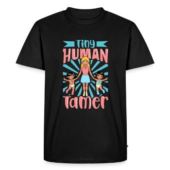 Apprivoiser les Minihumains - Éducateur - T-shirt Premium bio Homme - noir - Devant - Nico (187cm)
