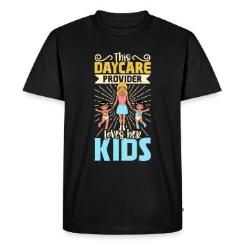 Enfants en garderie - assistante maternelle - T-shirt Premium bio Homme - noir - Devant - Nico (187cm)