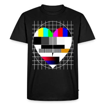 Test Image Coeur I Love 90s Party Love 80s - T-shirt Premium bio Homme - noir - Devant - Nico (187cm)