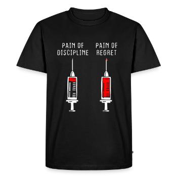 Pain Of Discipline Regret Discipline Fitness Success - Men's Premium Organic T-Shirt - black - Front - Nico (187cm)