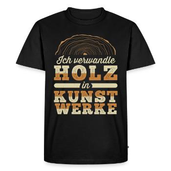 Ich verwandle Holz in Kunstwerke Tischler Handwerk - Männer Premium Bio T-Shirt - Schwarz - Vorne - Nico (187cm)