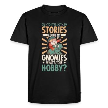 Je raconte des histoires sur les nains de jardin - T-shirt Premium bio Homme - noir - Devant - Nico (187cm)