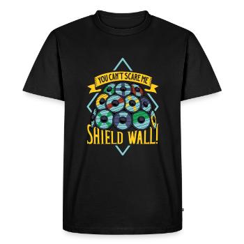 You Can't Scare Me - Schildwall - Men's Premium Organic T-Shirt - black - Front - Nico (187cm)