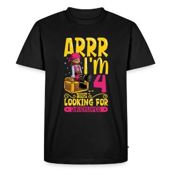 J’ai 4 ans - Fille Pirate - T-shirt Premium bio Homme - noir - Devant - Nico (187cm)