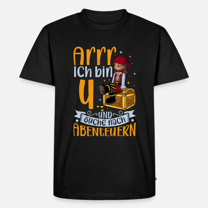 Ich bin 4 - Mädchen Pirat - Männer Premium Bio T-Shirt - Schwarz