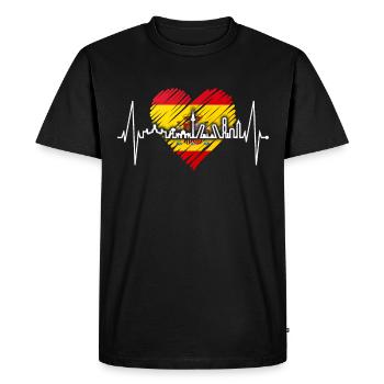 Madrid Skyline Heartbeat Spain Silhouette Pulse - Men's Premium Organic T-Shirt - black - Front - Nico (187cm)