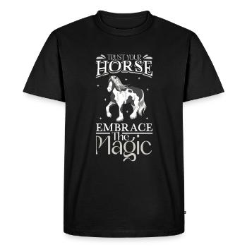 Libérez la magie - chevaux - T-shirt Premium bio Homme - noir - Devant - Nico (187cm)