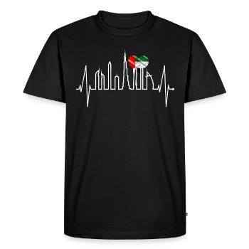 Dubai skyline heartbeat Burj Khalifa UAE flag - Men's Premium Organic T-Shirt - black - Front - Nico (187cm)
