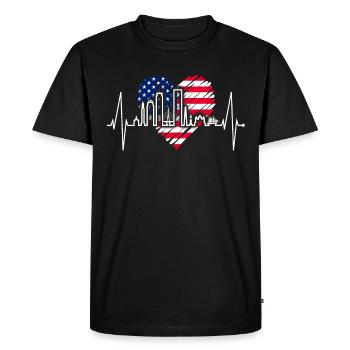 Boston Skyline Heartbeat États-Unis Flag Heart Love - T-shirt Premium bio Homme - noir - Devant - Nico (187cm)