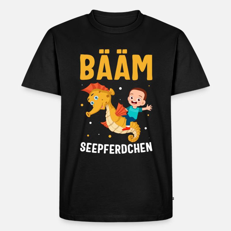 BÄÄM Seepferdchen Geschenk - Männer Premium Bio T-Shirt - Schwarz