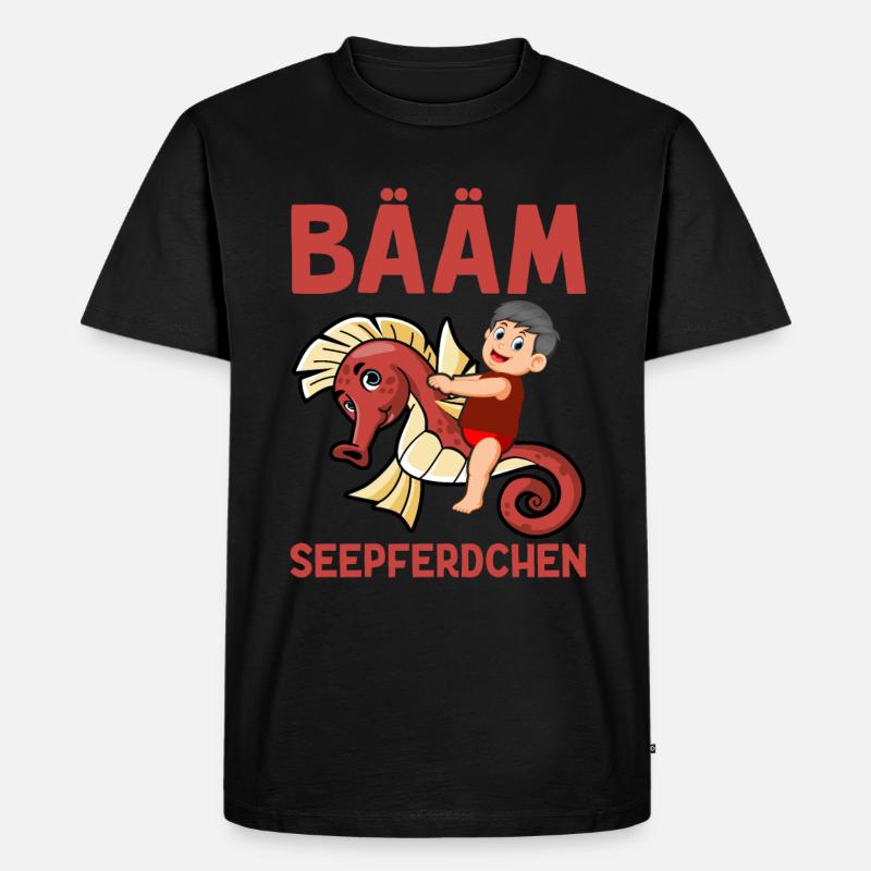 BÄÄM Seepferdchen Frühschwimmer - Männer Premium Bio T-Shirt - Schwarz